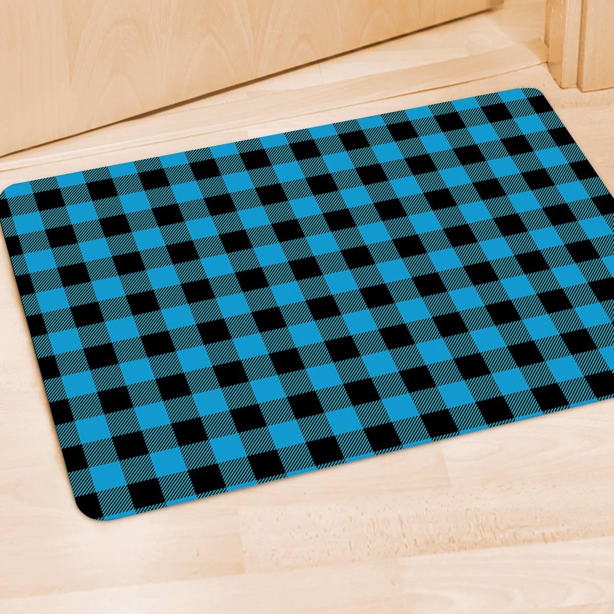 Buffalo Plaid Blue Print Door Mat-grizzshop