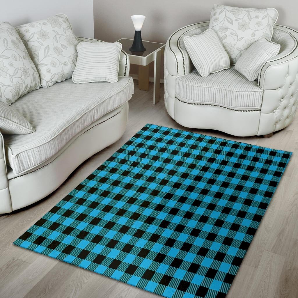 Buffalo Plaid Blue Print Floor Mat-grizzshop