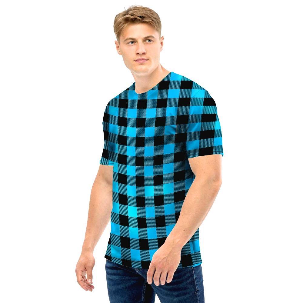 Buffalo Plaid Blue Print Men T Shirt-grizzshop