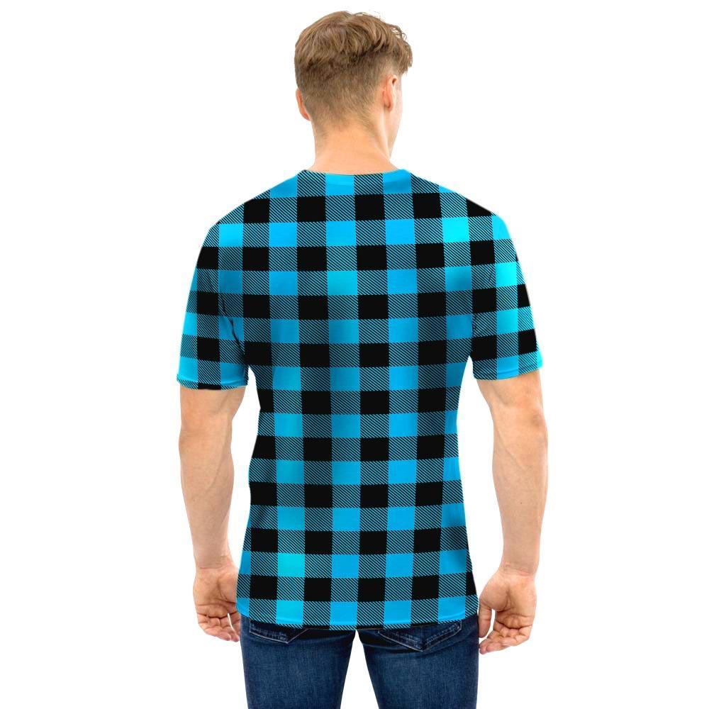 Buffalo Plaid Blue Print Men T Shirt-grizzshop