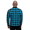 Buffalo Plaid Blue Print Men's Bomber Jacket-grizzshop