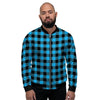 Buffalo Plaid Blue Print Men's Bomber Jacket-grizzshop