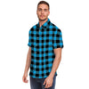 Buffalo Plaid Blue Print Men's Short Sleeve Shirt-grizzshop