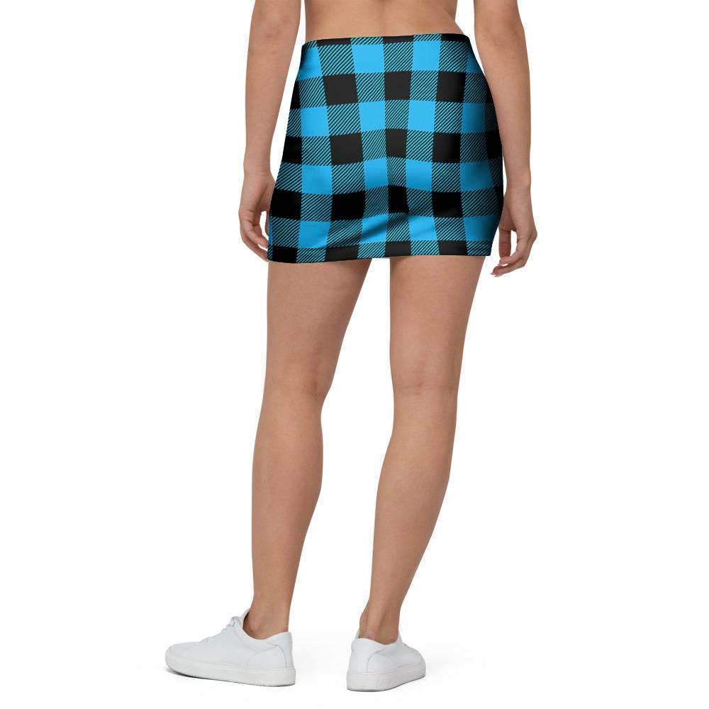 Buffalo Plaid Blue Print Mini Skirt-grizzshop