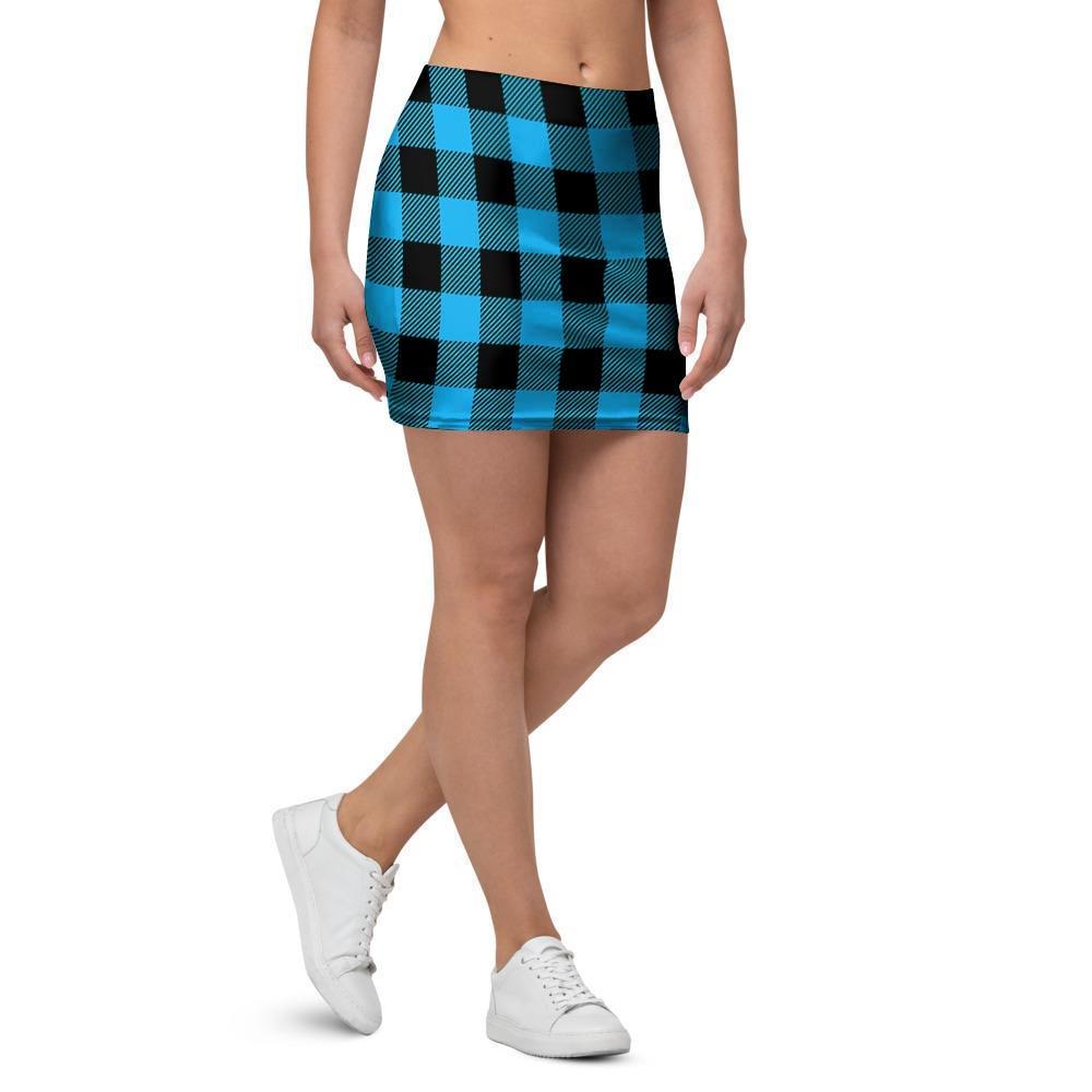 Buffalo Plaid Blue Print Mini Skirt-grizzshop