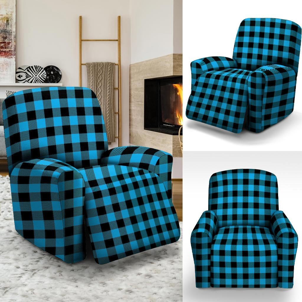 Buffalo Plaid Blue Print Recliner Cover-grizzshop