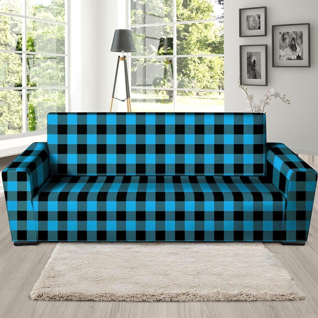 Buffalo Plaid Blue Print Sofa Cover-grizzshop