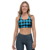 Buffalo Plaid Blue Print Sports Bra-grizzshop