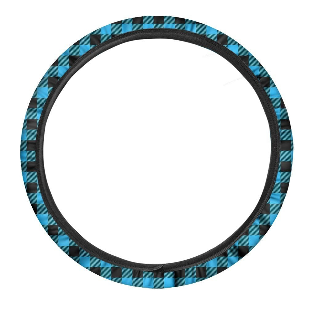 Buffalo Plaid Blue Print Steering Wheel Cover-grizzshop