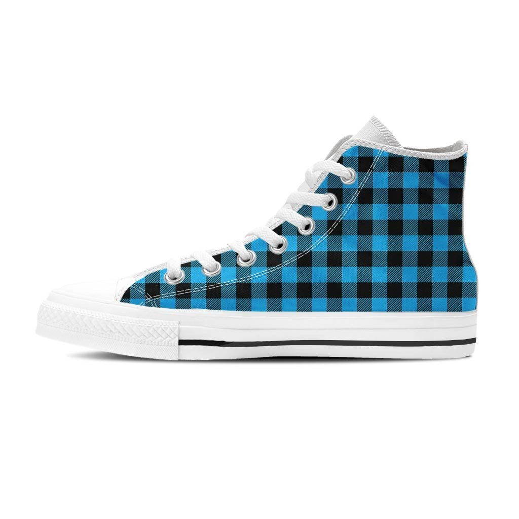 Buffalo Plaid Blue Print Women's High Top Shoes-grizzshop