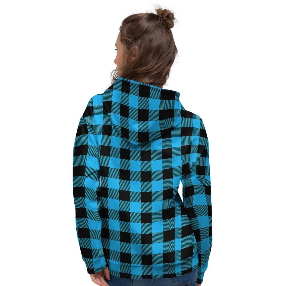 Buffalo Plaid Blue Print Women's Hoodie-grizzshop