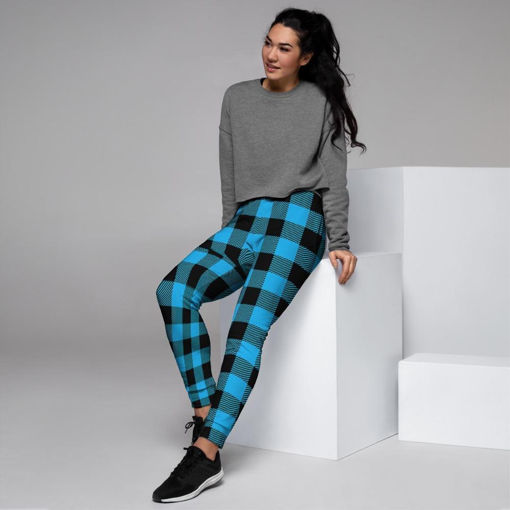 Buffalo Plaid Blue Print Women's Joggers-grizzshop