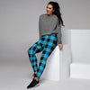 Buffalo Plaid Blue Print Women's Joggers-grizzshop