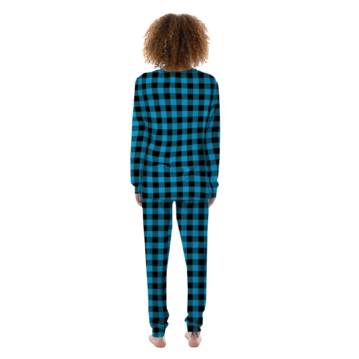 Buffalo Plaid Blue Print Women's Pajamas-grizzshop