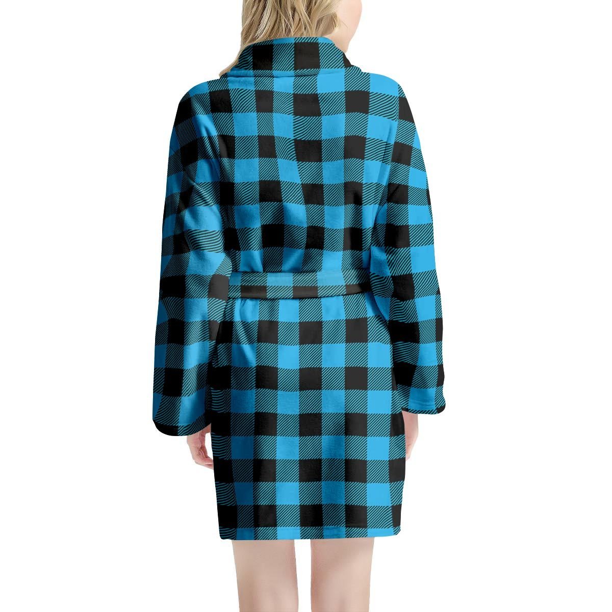 Buffalo Plaid Blue Print Women's Robe-grizzshop