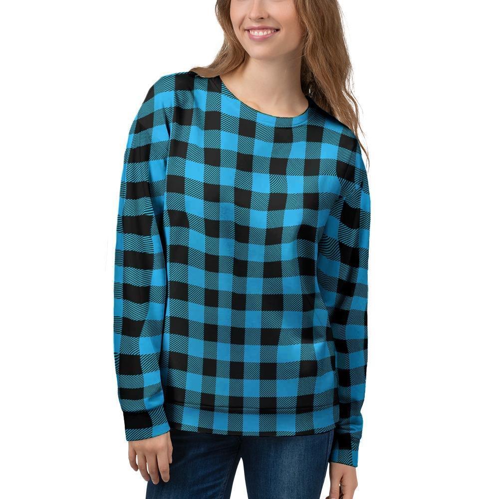 Buffalo Plaid Blue Print Women's Sweatshirt-grizzshop