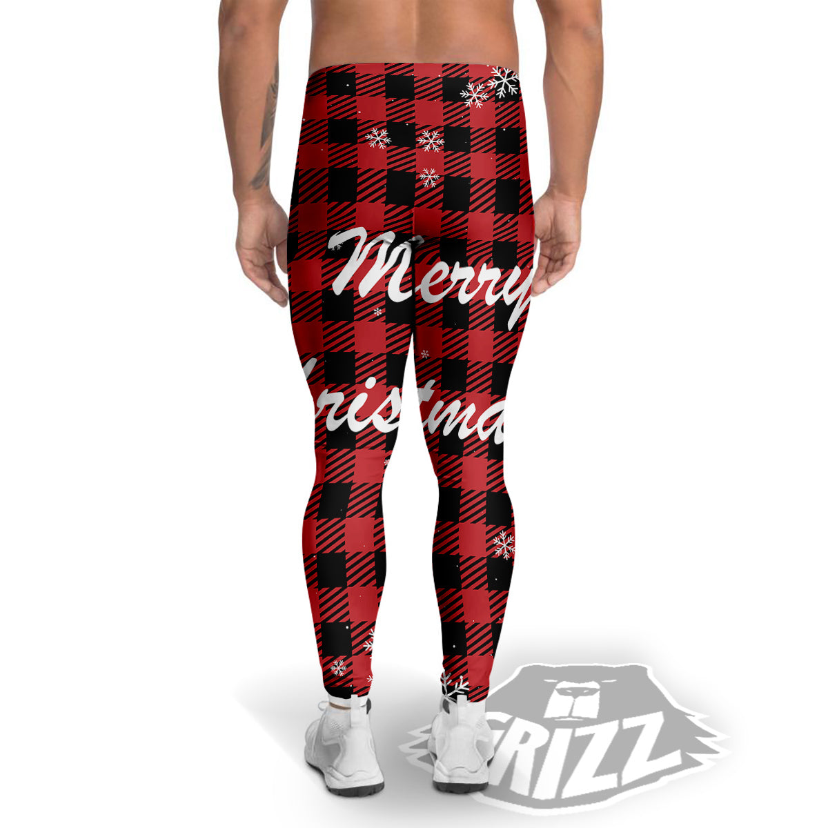Buffalo Plaid Christmas Print Men's Leggings-grizzshop