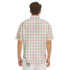 Buffalo Plaid Green And Pink Print Men's Short Sleeve Shirts-grizzshop