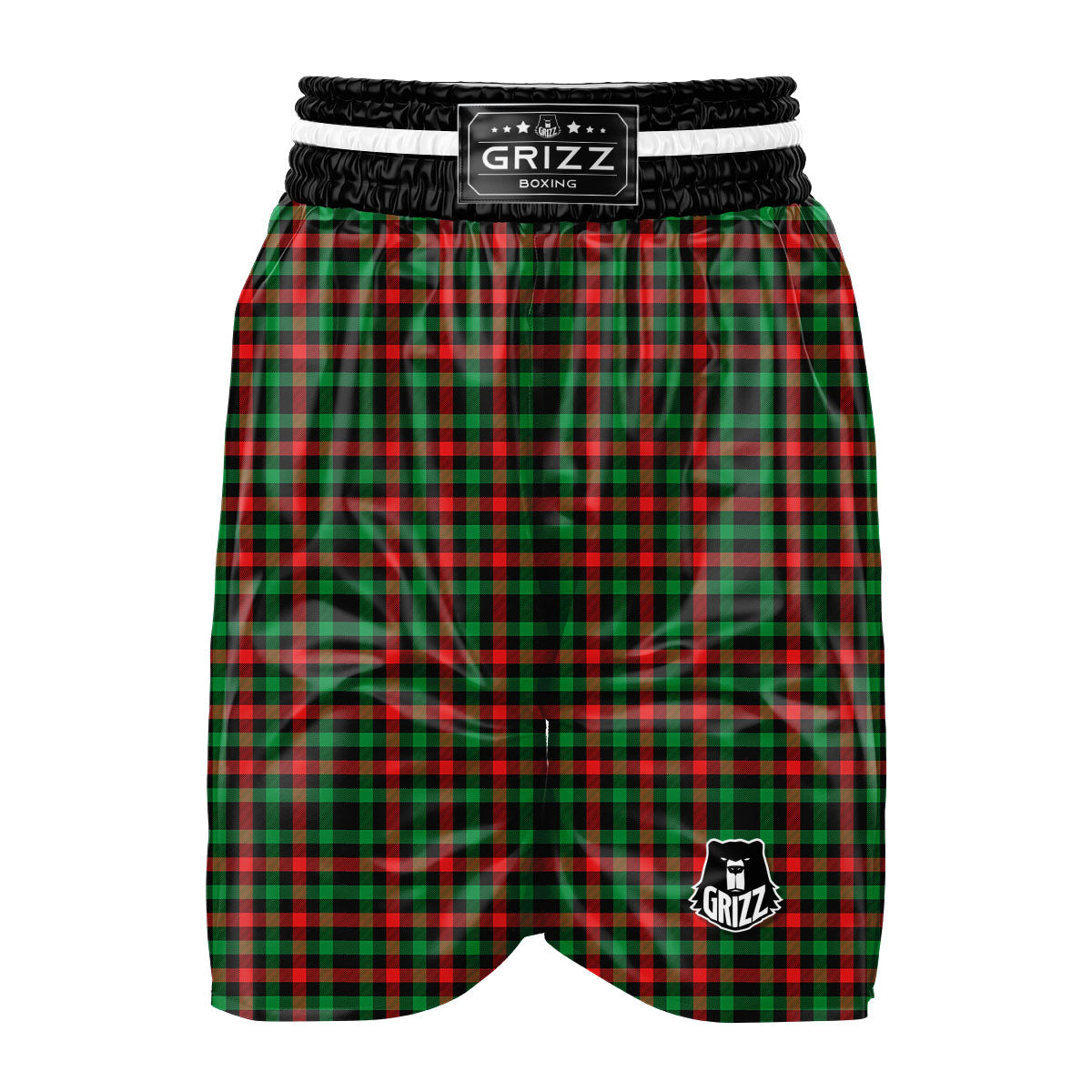 Buffalo Plaid Green Red And Black Print Boxing Shorts-grizzshop