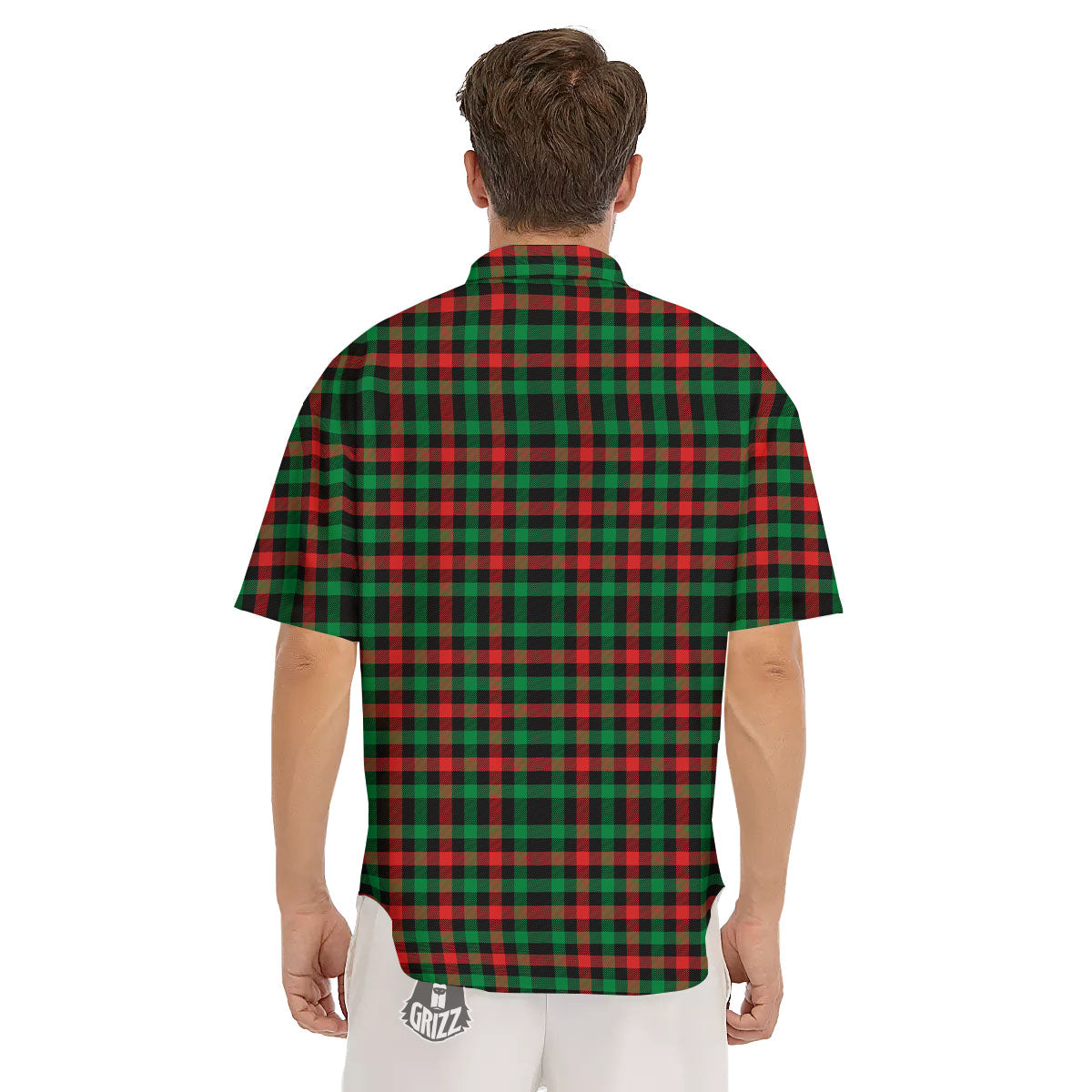 Buffalo Plaid Green Red And Black Print Men's Short Sleeve Shirts-grizzshop