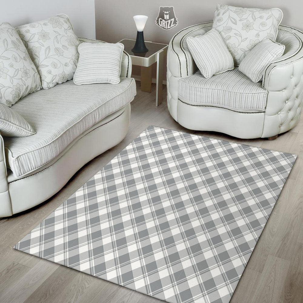Buffalo Plaid Grey Print Pattern Floor Mat-grizzshop