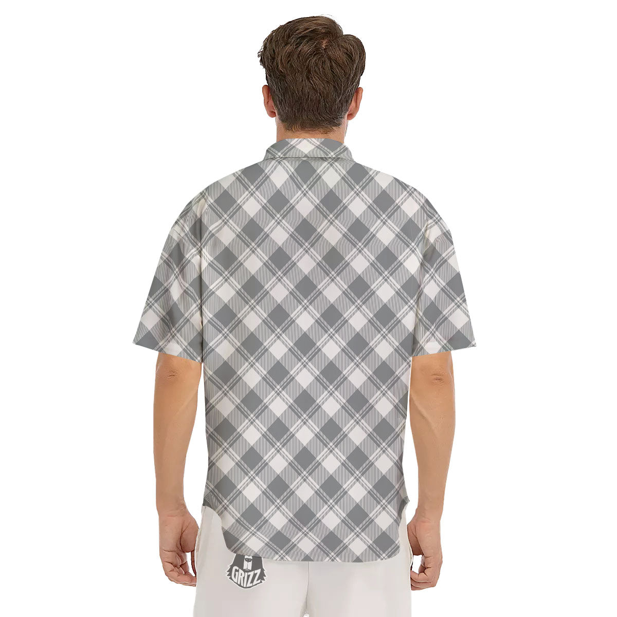 Buffalo Plaid Grey Print Pattern Men's Short Sleeve Shirts-grizzshop