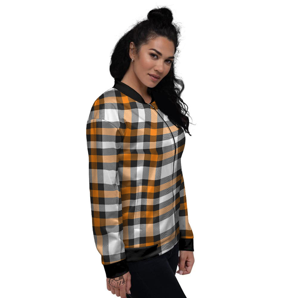 Buffalo Plaid Halloween Print Pattern Women's Bomber Jacket-grizzshop