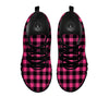 Buffalo Plaid Hot Pink Print Black Sneaker-grizzshop