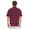 Buffalo Plaid Hot Pink Print Men's Short Sleeve Shirts-grizzshop