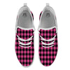 Buffalo Plaid Hot Pink Print White Athletic Shoes-grizzshop