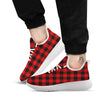 Buffalo Plaid Hot Red Print White Athletic Shoes-grizzshop