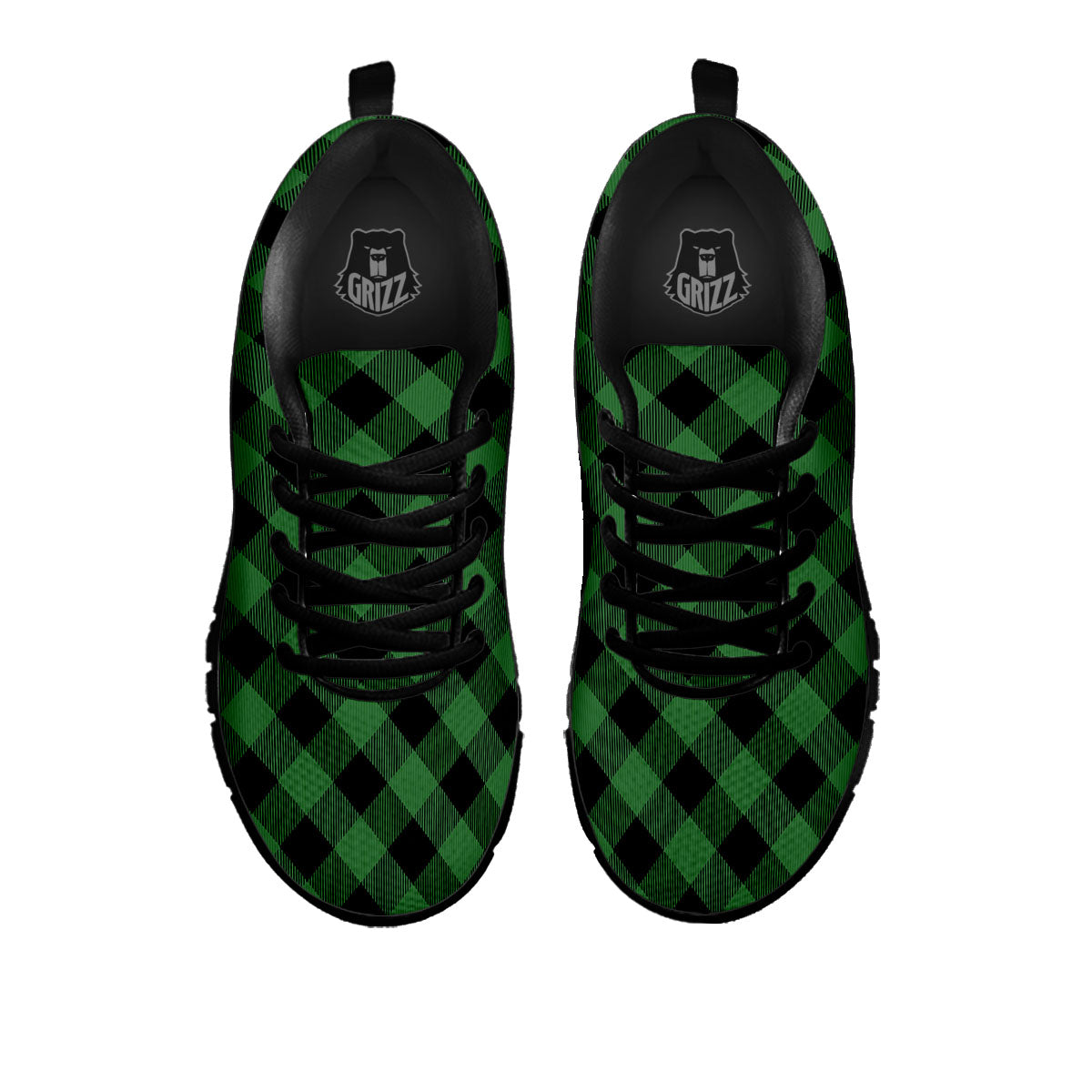 Buffalo Plaid Irish Green Print Black Sneaker-grizzshop