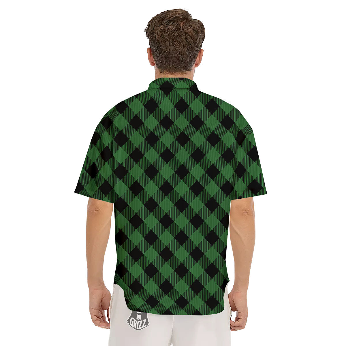 Buffalo Plaid Irish Green Print Men's Short Sleeve Shirts-grizzshop