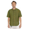 Buffalo Plaid Orange And Green Print Men's Short Sleeve Shirts-grizzshop