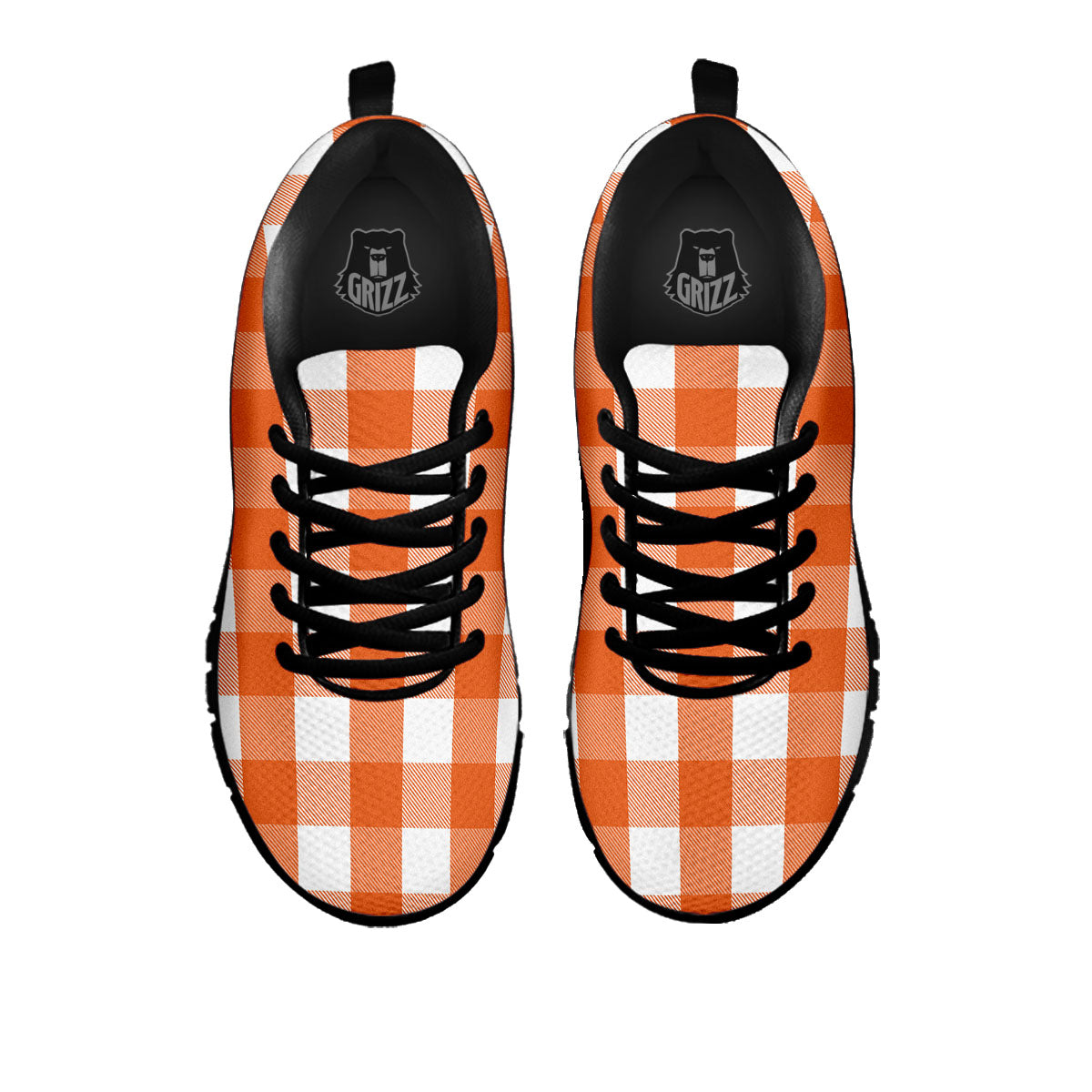 Buffalo Plaid Orange Print Black Sneaker-grizzshop