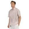 Buffalo Plaid Pink And Green Print Men's Short Sleeve Shirts-grizzshop