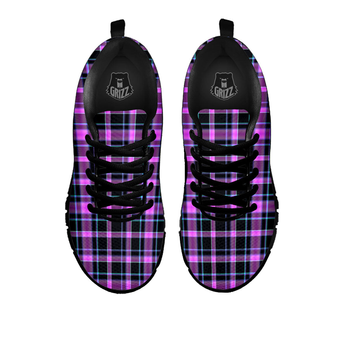 Buffalo Plaid Purple Print Pattern Black Sneaker-grizzshop