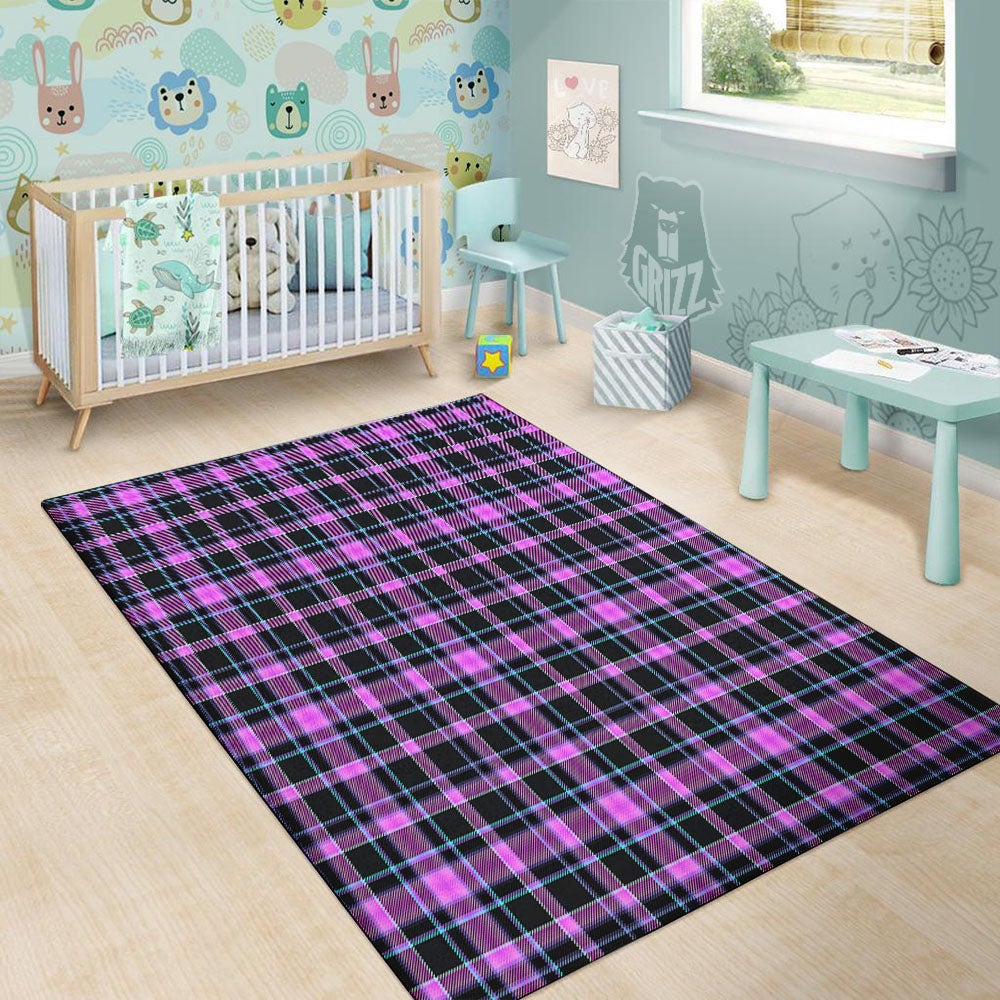 Buffalo Plaid Purple Print Pattern Floor Mat-grizzshop