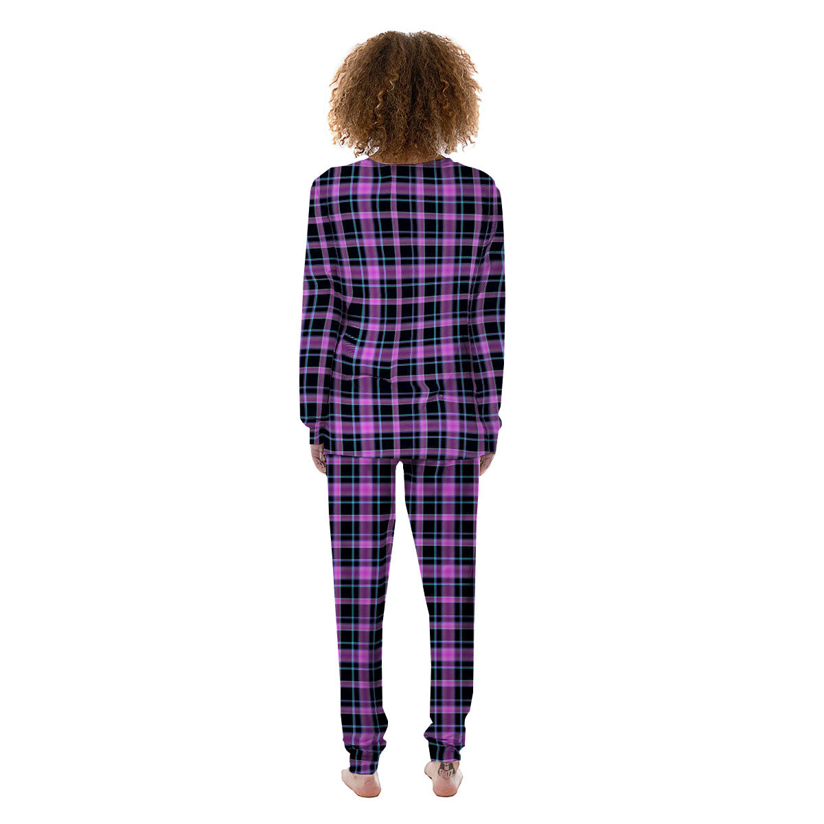 Buffalo Plaid Purple Print Pattern Women's Pajamas-grizzshop