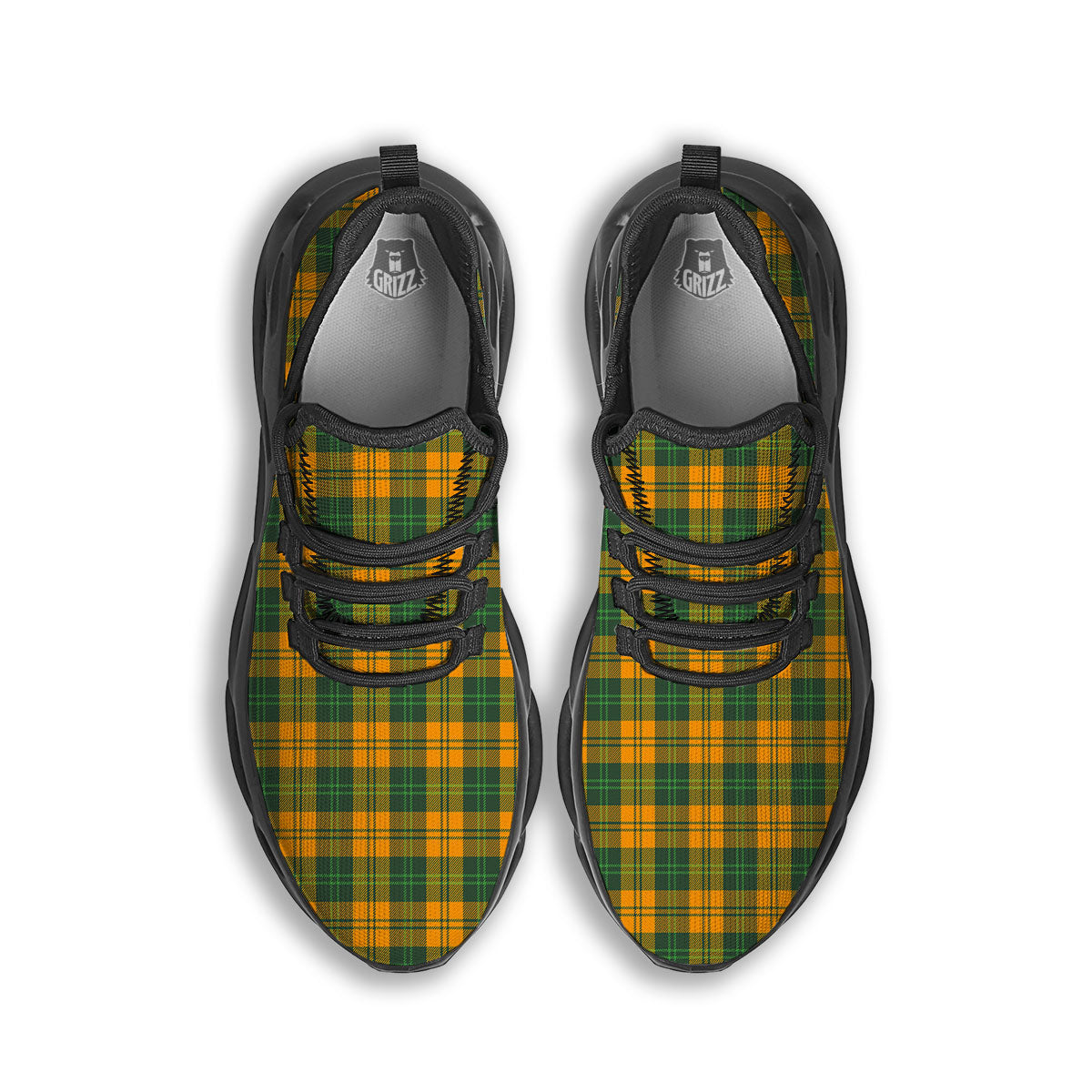 Buffalo Plaid Saint Patrick's Day Print Pattern Black Running Shoes-grizzshop