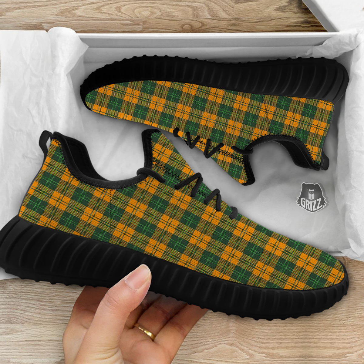 Buffalo Plaid Saint Patrick's Day Print Pattern Black Walking Shoes-grizzshop