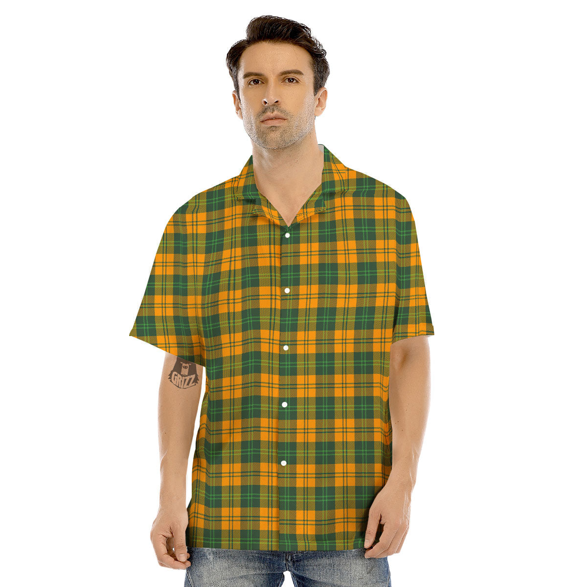 Buffalo Plaid Saint Patrick's Day Print Pattern Men's Hawaiian Shirt-grizzshop