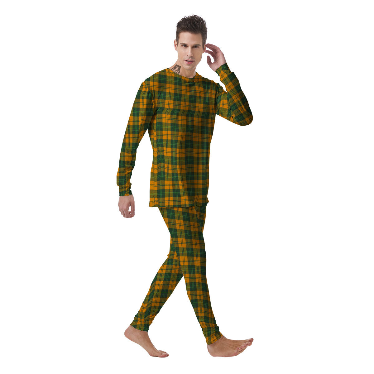 Buffalo Plaid Saint Patrick's Day Print Pattern Men's Pajamas-grizzshop