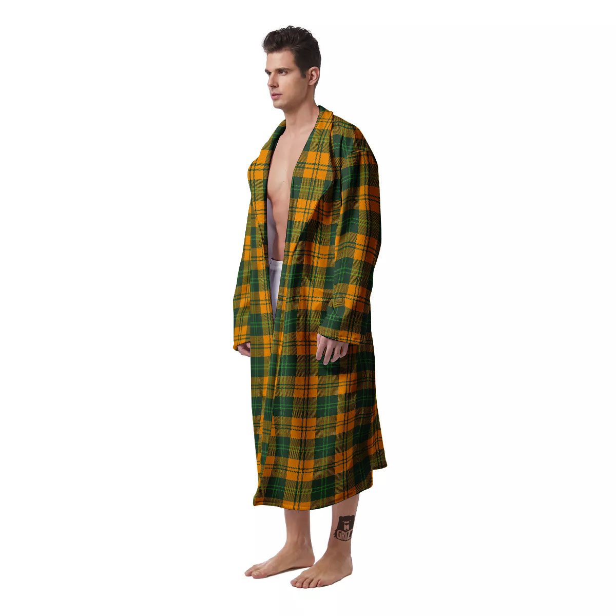 Buffalo Plaid Saint Patrick's Day Print Pattern Men's Robe-grizzshop