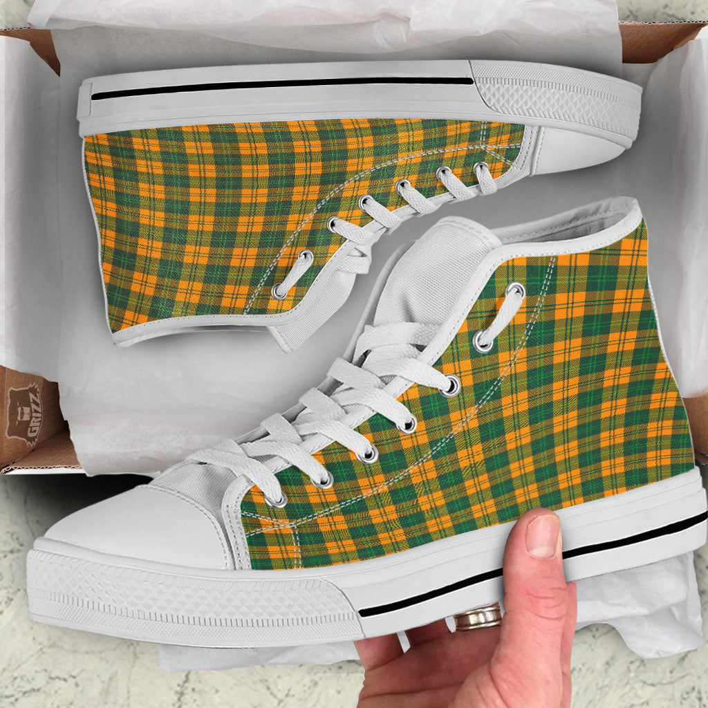 Buffalo Plaid Saint Patrick's Day Print Pattern White High Top Shoes-grizzshop