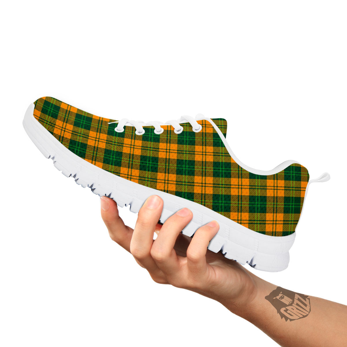 Buffalo Plaid Saint Patrick's Day Print Pattern White Sneaker-grizzshop