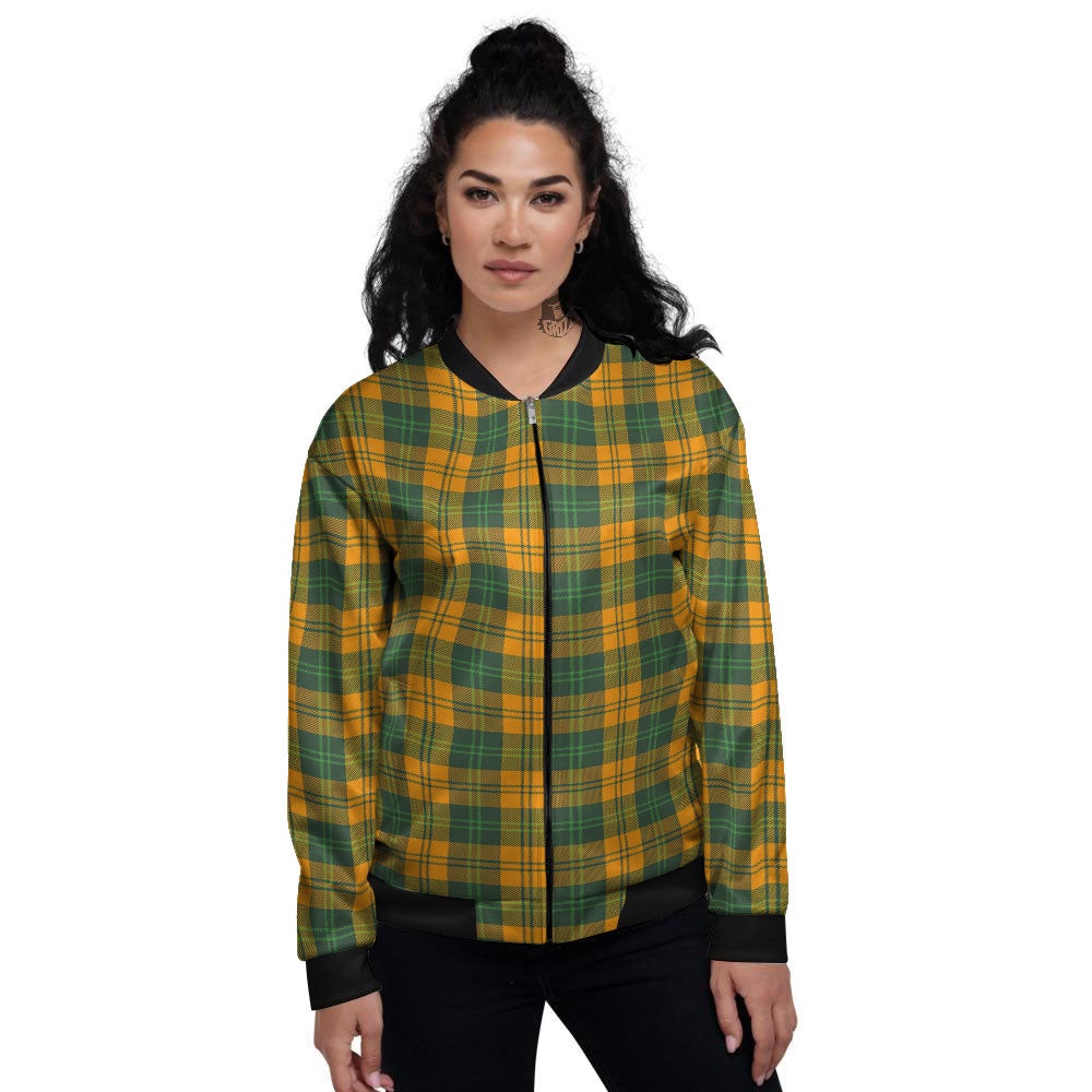 Buffalo Plaid Saint Patrick's Day Print Pattern Women's Bomber Jacket-grizzshop