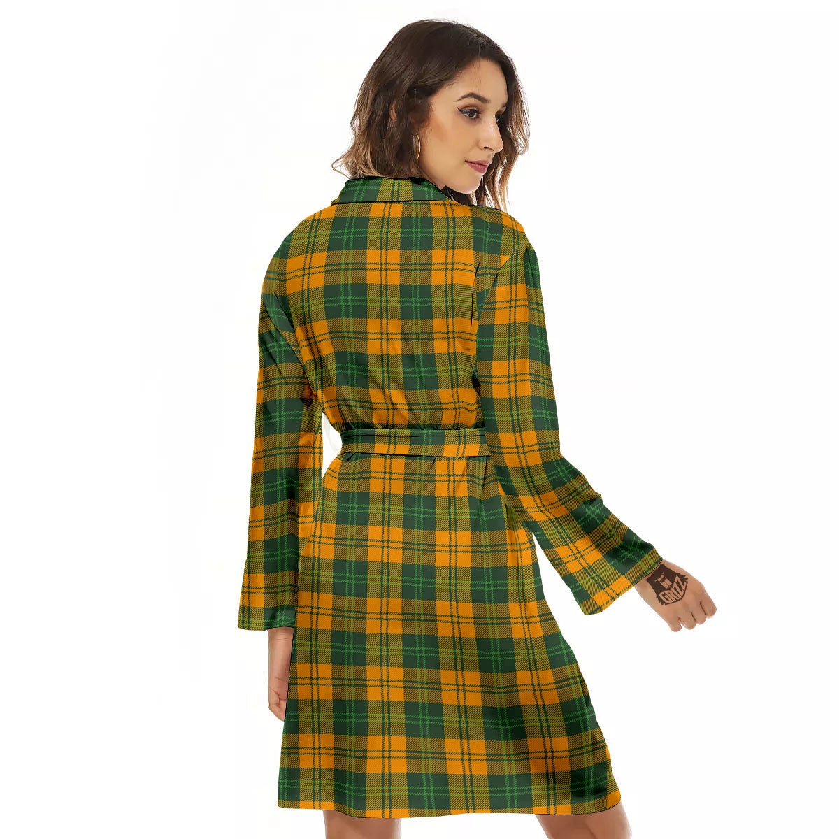 Buffalo Plaid Saint Patrick's Day Print Pattern Women's Robe-grizzshop