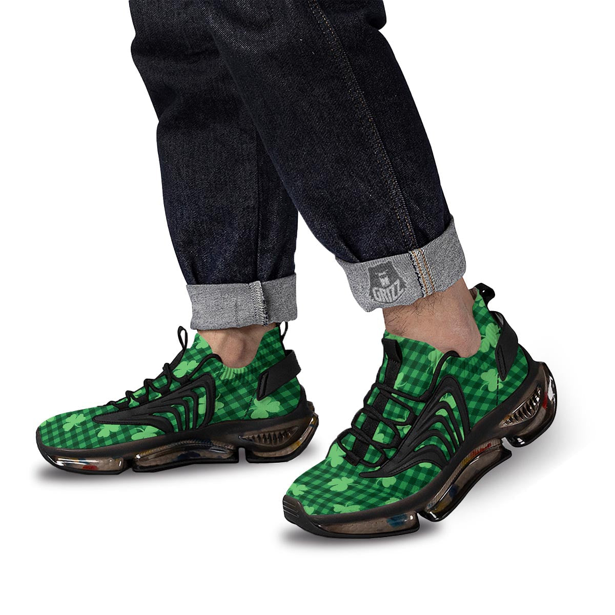 Buffalo Plaid St. Patrick's Day Print Pattern Black Gym Shoes-grizzshop