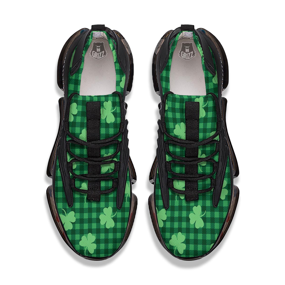 Buffalo Plaid St. Patrick's Day Print Pattern Black Gym Shoes-grizzshop